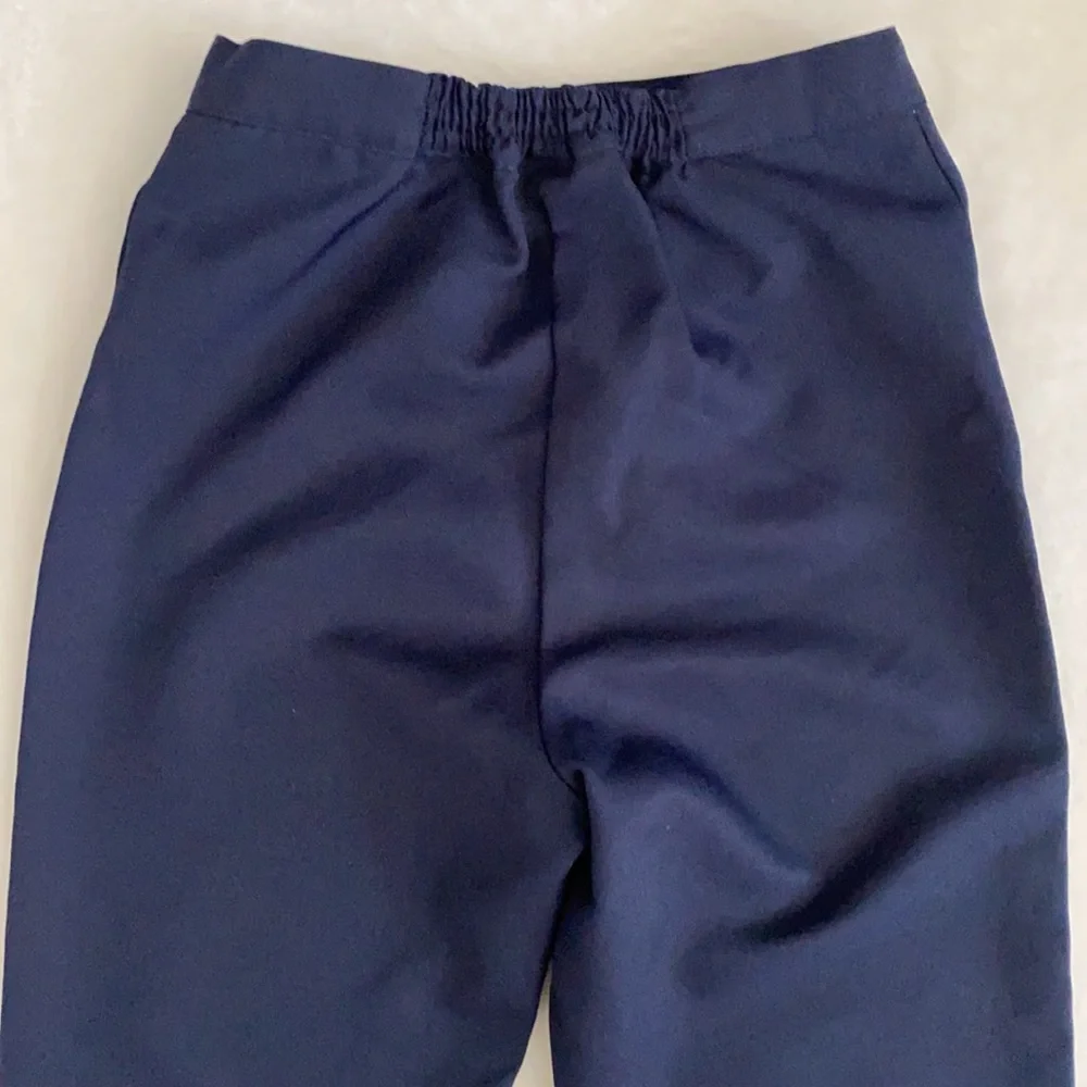 {VTG} Genuine School Uniform | Flat Front High Waist Wide Leg Pants Navy Blue 12